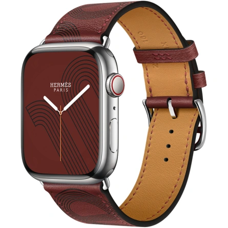 Смарт-часы Apple Watch Hermes Series 7 GPS + Cellular 45mm Silver Stainless Steel Case with Circuit H Single Tour Rouge H/Noir фото 1