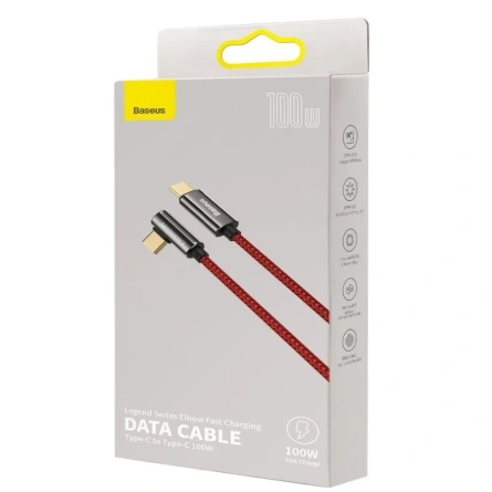 Кабель Baseus Legend Series Elbow Fast Charging Data Cable Type-C to Type-C 100W 1m (CACS000609) Red фото 6