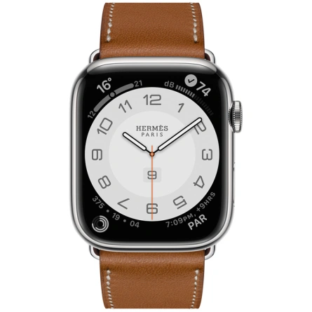 Смарт-часы Apple Watch Hermes Series 7 GPS + Cellular 45mm Silver Stainless Steel Case with Single Tour Fauve фото 2