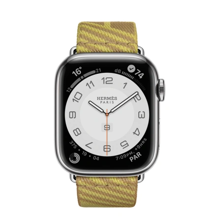 Смарт-часы Apple Watch Hermes Series 7 GPS + Cellular 41mm Silver Stainless Steel Case with Jumping Single Tour Kraft/Lime фото 2