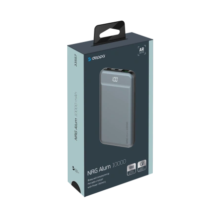 Внешний аккумулятор Deppa NRG Alum 10000 mAh, QC 3.0, Power Delivery 18W (33557) фото 3
