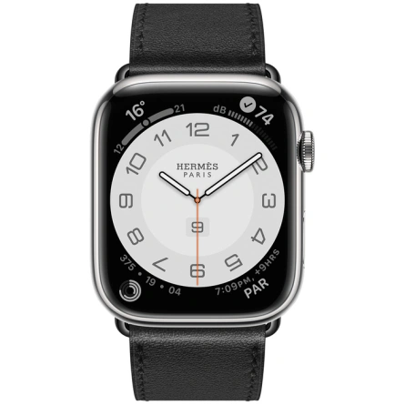 Смарт-часы Apple Watch Hermes Series 7 GPS + Cellular 45mm Silver Stainless Steel Case with Single Tour Noir фото 2