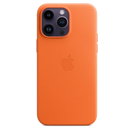 Кожаный чехол Apple MagSafe для iPhone 14 Pro Orange фото 4