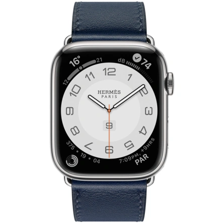 Смарт-часы Apple Watch Hermes Series 7 GPS + Cellular 45mm Silver Stainless Steel Case with Single Tour Navy фото 2