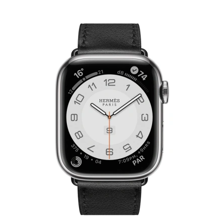 Смарт-часы Apple Watch Hermes Series 7 GPS + Cellular 41mm Silver Stainless Steel Case with Single Tour Noir фото 2