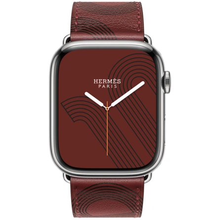 Смарт-часы Apple Watch Hermes Series 7 GPS + Cellular 45mm Silver Stainless Steel Case with Circuit H Single Tour Rouge H/Noir фото 2