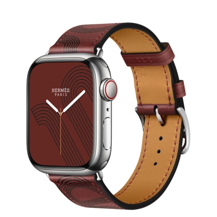 Смарт-часы Apple Watch Hermes Series 7 GPS + Cellular 41mm Silver Stainless Steel Case with Circuit H Single Tour Rouge H/Noir фото 1