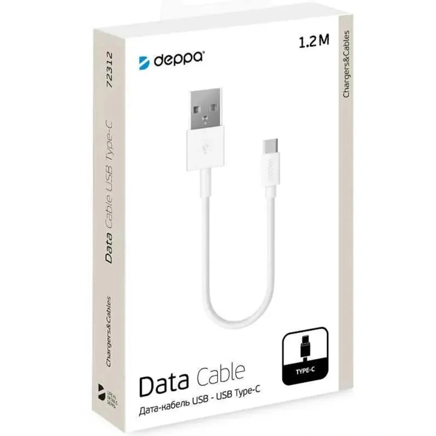 Кабель Deppa USB-A/USB-C 1,2m 72312 White фото 2