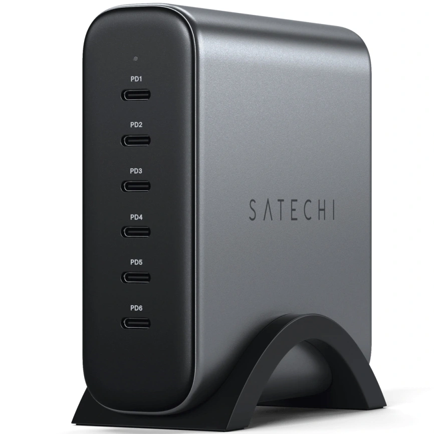 Сетевое зарядное устройство Satechi 200W USB-C 6-Port PD GaN Charger Space Gray фото 1
