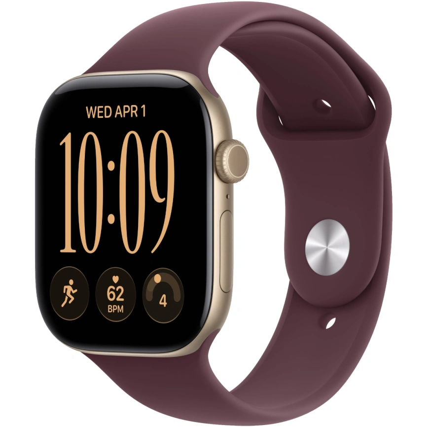 Смарт-часы Apple Watch Series 12 46mm Light Gold Aluminum Case with Burgundy Sport Band S/M фото 1