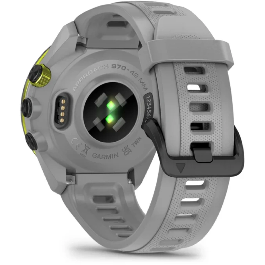 Смарт-часы Garmin Approach S70 42mm (010-02746-01) Black/Amp Yellow with Powder Gray Silicone Band фото 7