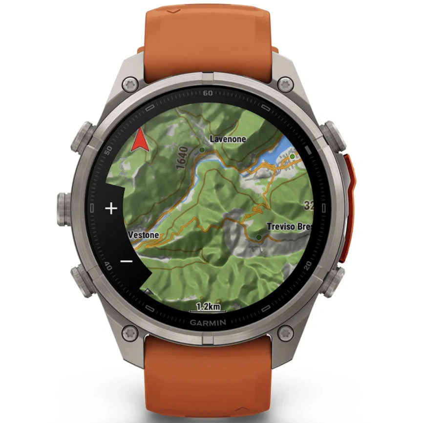 Смарт-часы Garmin Fenix 9 Pro 47mm Amoled (010-04336-01) Titanium with Autumn Orange/Spark Orange Silicone Band (inReach) фото 6
