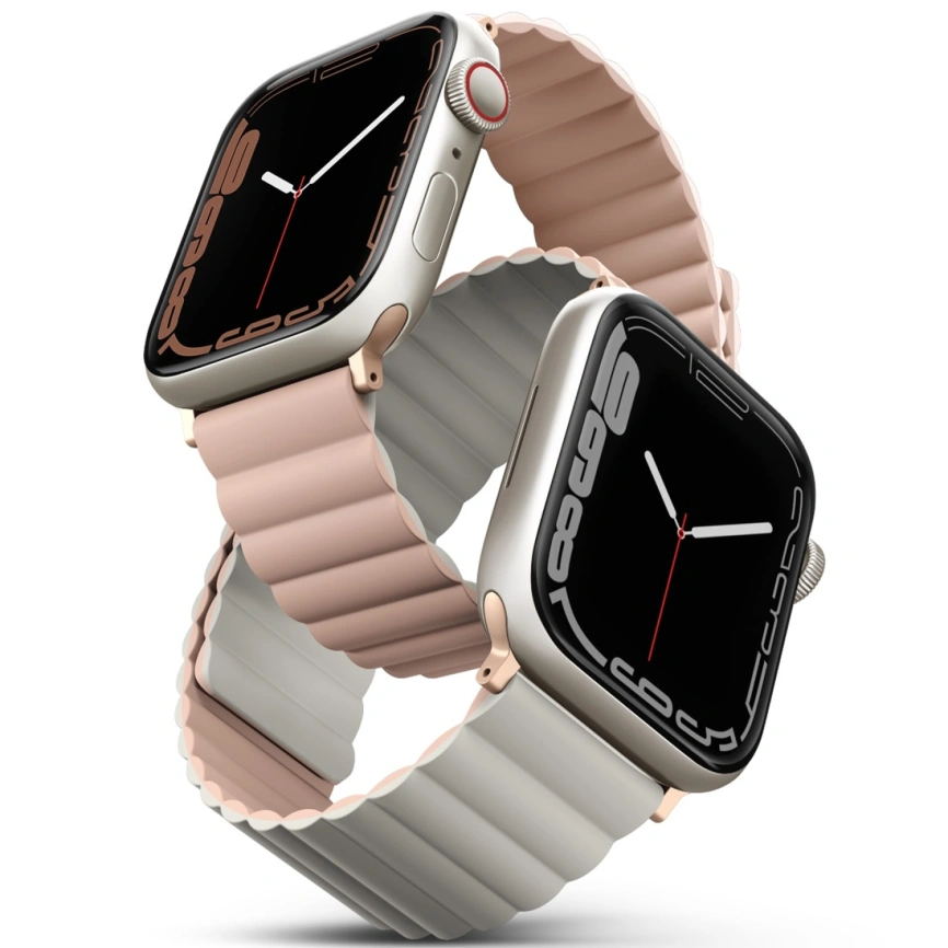 Ремешок Uniq Revix reversible Magnetic для Apple Watch 44/45/49 Pink/Beige фото 1