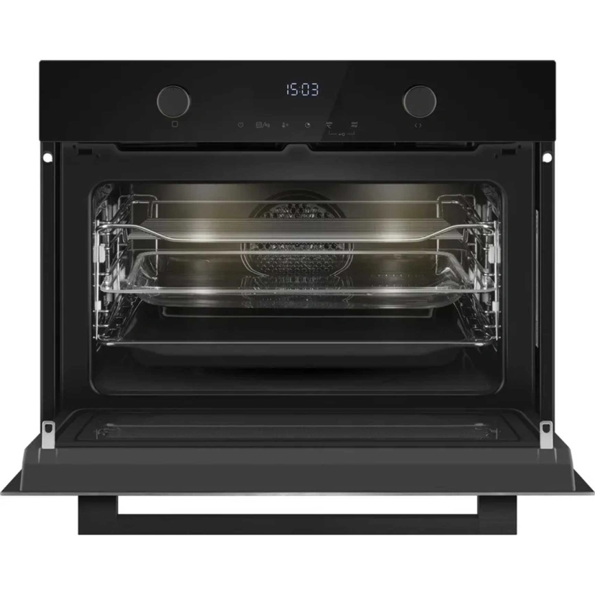 Встраиваемый компактный духовой шкаф с СВЧ Weissgauff OE 4551 DB Black Edition Black фото 3