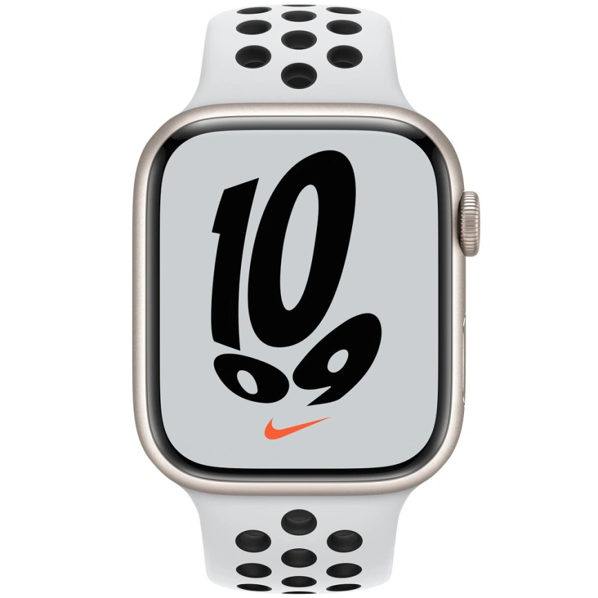 Смарт-часы Apple Watch Series 7 GPS 45mm Starlight/Grey (Сияющая звезда/Серый) Nike Sport Band (MKNA3RU/A) фото 3