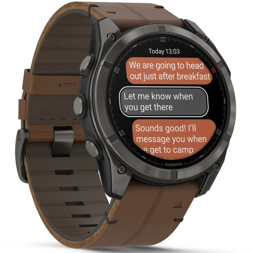 Смарт-часы Garmin Fenix 8 Pro 51mm Amoled Sapphire Lens Carbon Grey DLC Tinanium With Chestnut Leather Band (010-03199-40) фото 7