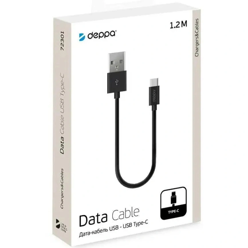 Кабель Deppa USB-A/USB-C 1,2m 72301 Black фото 2