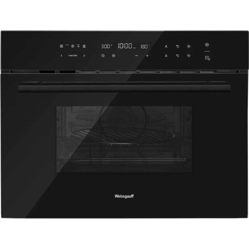 Встраиваемый компактный духовой шкаф с СВЧ Weissgauff OE 446 Black Edition Black фото 1