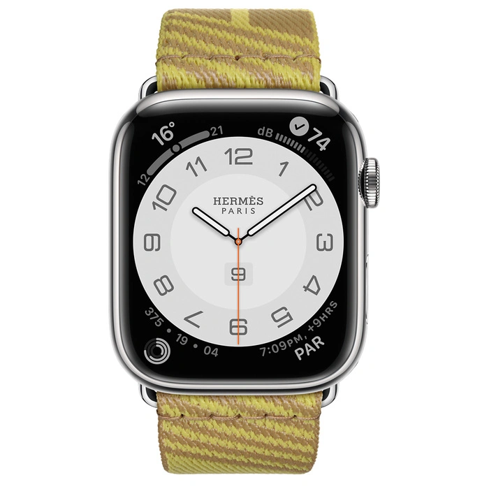 Смарт-часы Apple Watch Hermes Series 7 GPS + Cellular 45mm Silver Stainless Steel Case with Jumping Single Tour Kraft/Lime фото 2