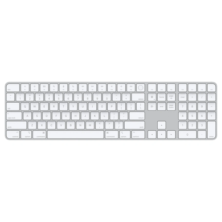 Клавиатура беспроводная Apple Magic Keyboard with Touch ID and Numeric Keypad (MK2C3) White фото 1