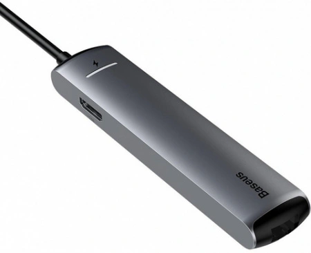 Хаб Baseus Mechanical eye 6 in 1 smart HUB docking station Type-C to PD of HDMIUSB3.03RJ45 Ethernet port (CAHUB-J0G) Space gray фото 4