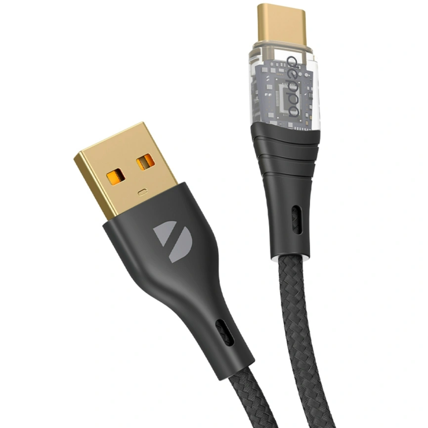 Кабель Deppa Crystal USB-C/USB-C, 60W, 1m, 72500 Black фото 2