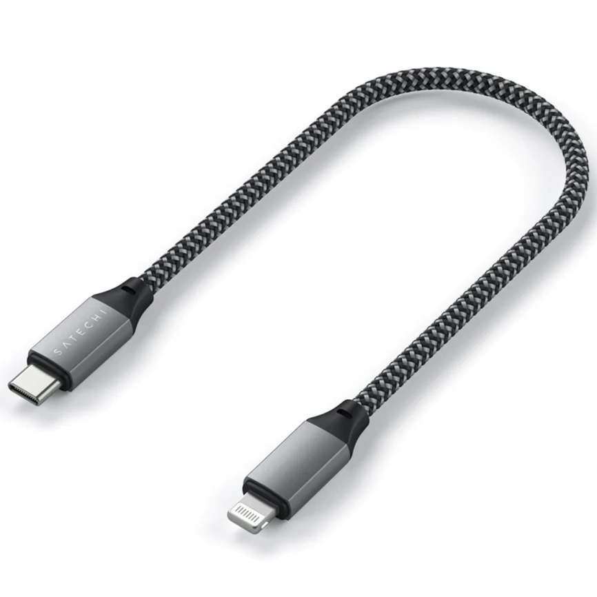 Кабель Satechi USB-C to Lightning MFI Cable 0,25m ST-TCL10M Space Grey фото 1