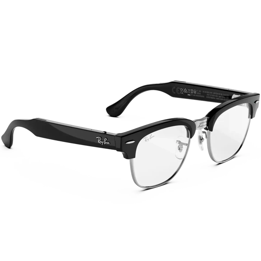 Умные очки Ray-Ban Clubmaster (audio) Shiny Black Standard Clear фото 3