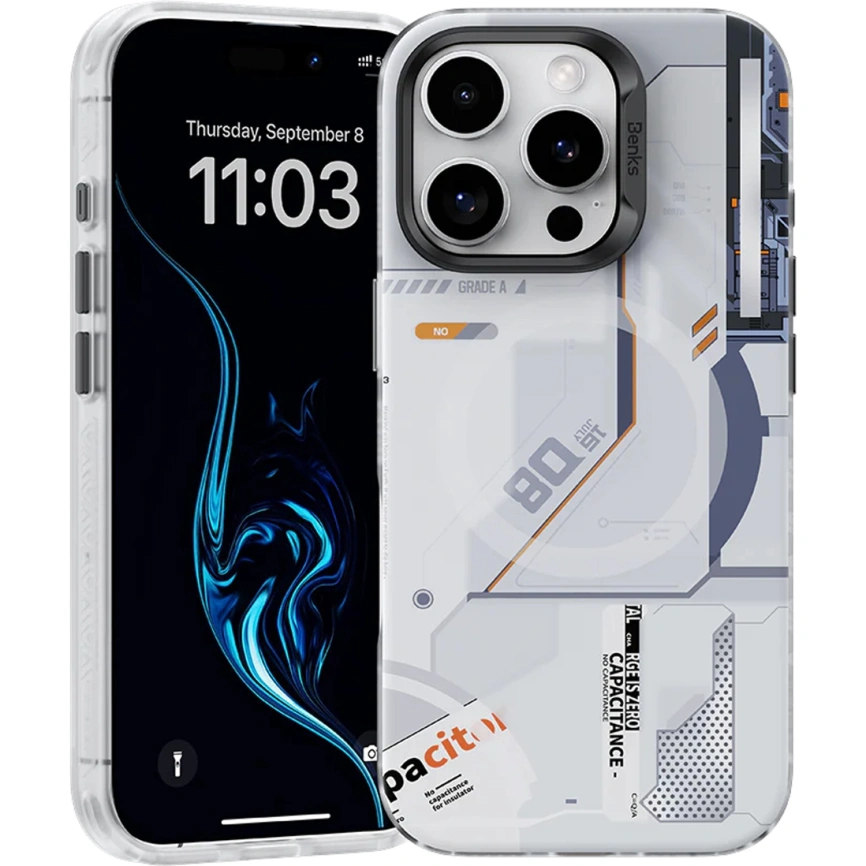 Чехол Benks Magnetic Perspective-Mecha Case with MagSafe для iPhone 16 Pro Max White фото 1