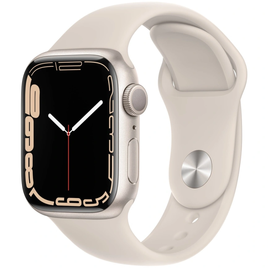 Смарт-часы Apple Watch Series 7 GPS 41mm Starlight (Сияющая звезда/Серый) Sport Band (MKMY3RU/A) фото 1