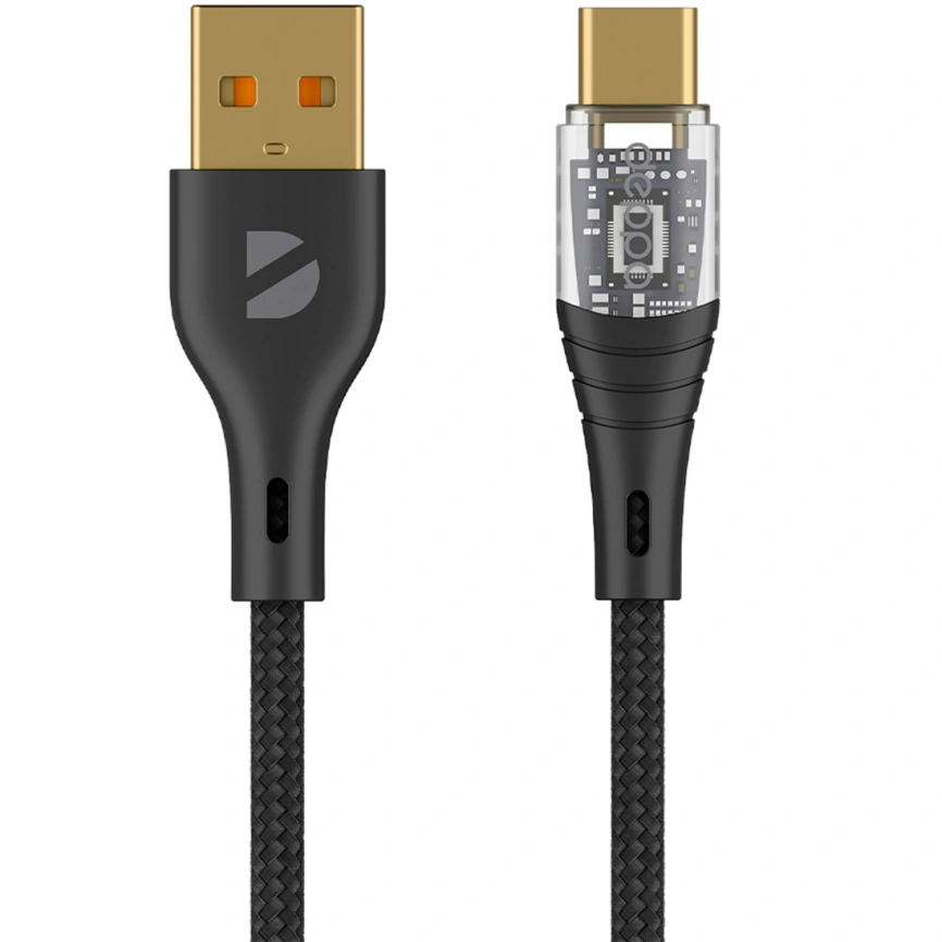 Кабель Deppa Crystal USB-C/USB-C, 60W, 1m, 72500 Black фото 1