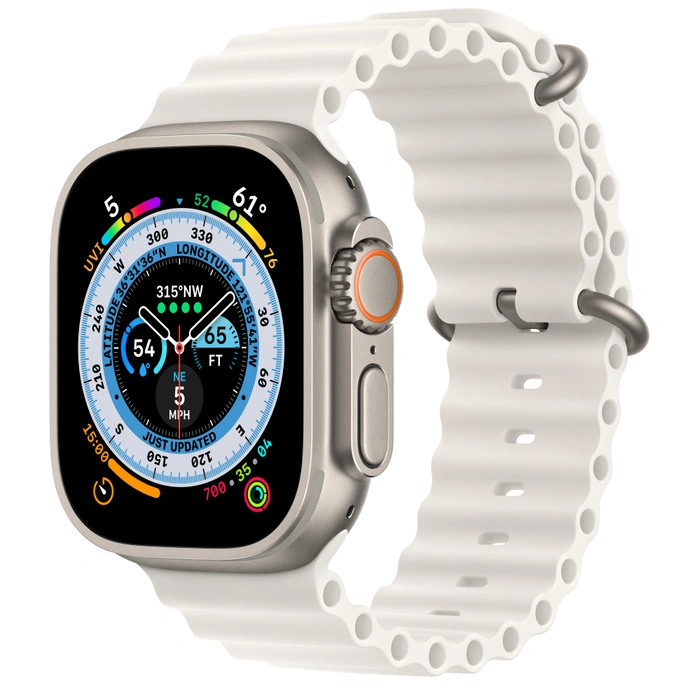 Смарт-часы Apple Watch Ultra GPS + Cellular 49mm Titanium Case with White Ocean Band One Size (MNHF3) фото 1