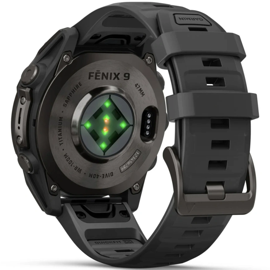 Смарт-часы Garmin Fenix 9 47mm Amoled (010-04762-11) Carbon Gray DLC Titanium with Black Silicone Band фото 2
