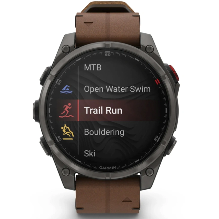 Смарт-часы Garmin Fenix 8 Pro 47mm Amoled Sapphire Lens Tinanium With Chestnut Leather Band Plus Pabble gray Silicone (010-03198-40) фото 6