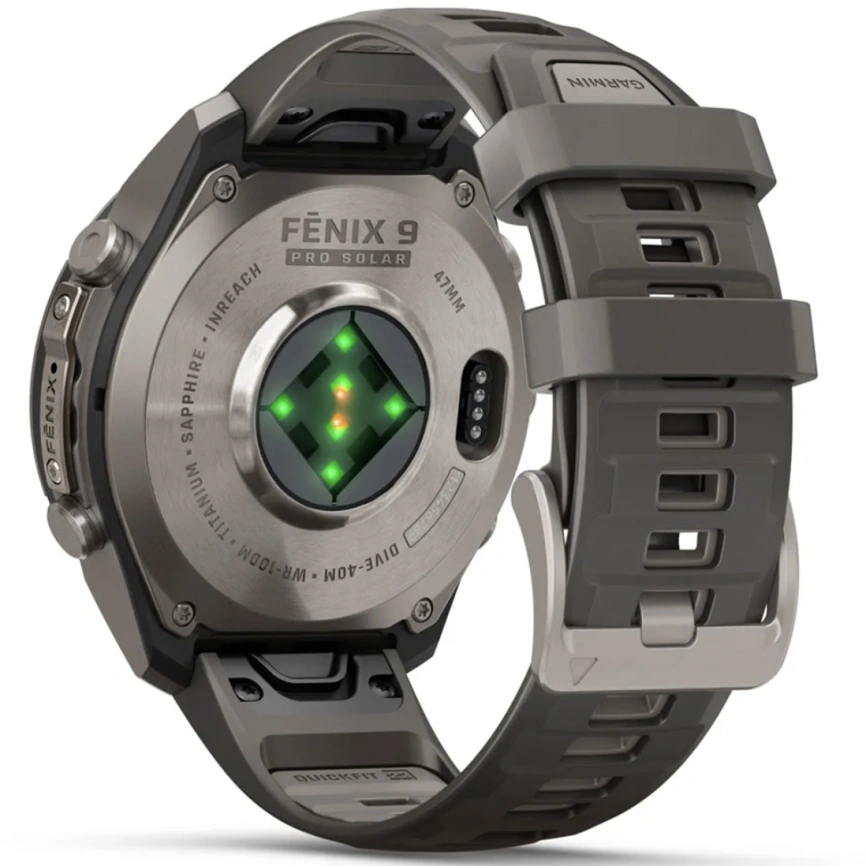 Смарт-часы Garmin Fenix 9 Pro 47mm Solar (010-04338-01) Titanium with Pebble Gray/Silver Gray Silicone Band (inReach) фото 2