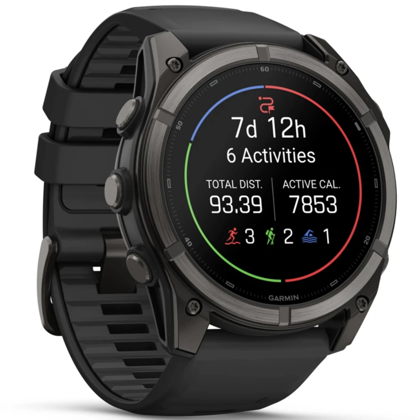 Смарт-часы Garmin Fenix 9 51mm Amoled (010-04763-11) Carbon Gray DLC Titanium with Black Silicone Band фото 3