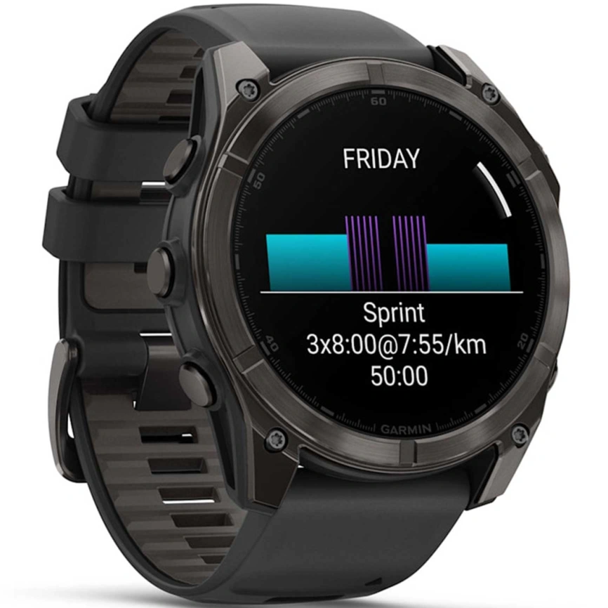Смарт-часы Garmin Fenix 8 51mm Amoled Sapphire (010-02905-21) Carbon Gray DLC Titanium with Black/Pebble Gray Silicone Band фото 3