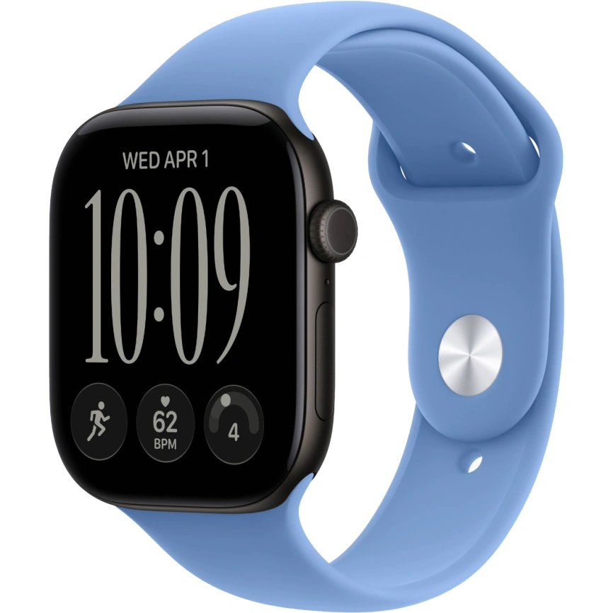 Смарт-часы Apple Watch Series 12 46mm Black Aluminum Case with Wildflower Blue Sport Band S/M фото 1