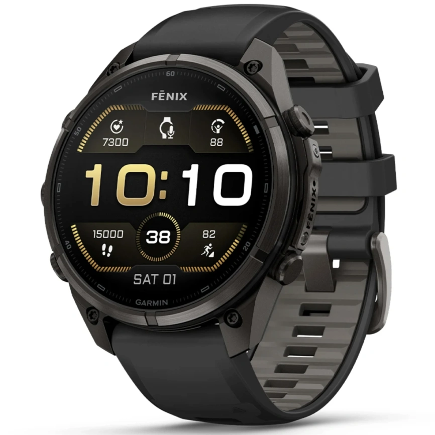 Смарт-часы Garmin Fenix 9 Pro 47mm Amoled (010-04336-16) Carbon Gray DLC Titanium with Black/Pebble Gray Silicone Band фото 1