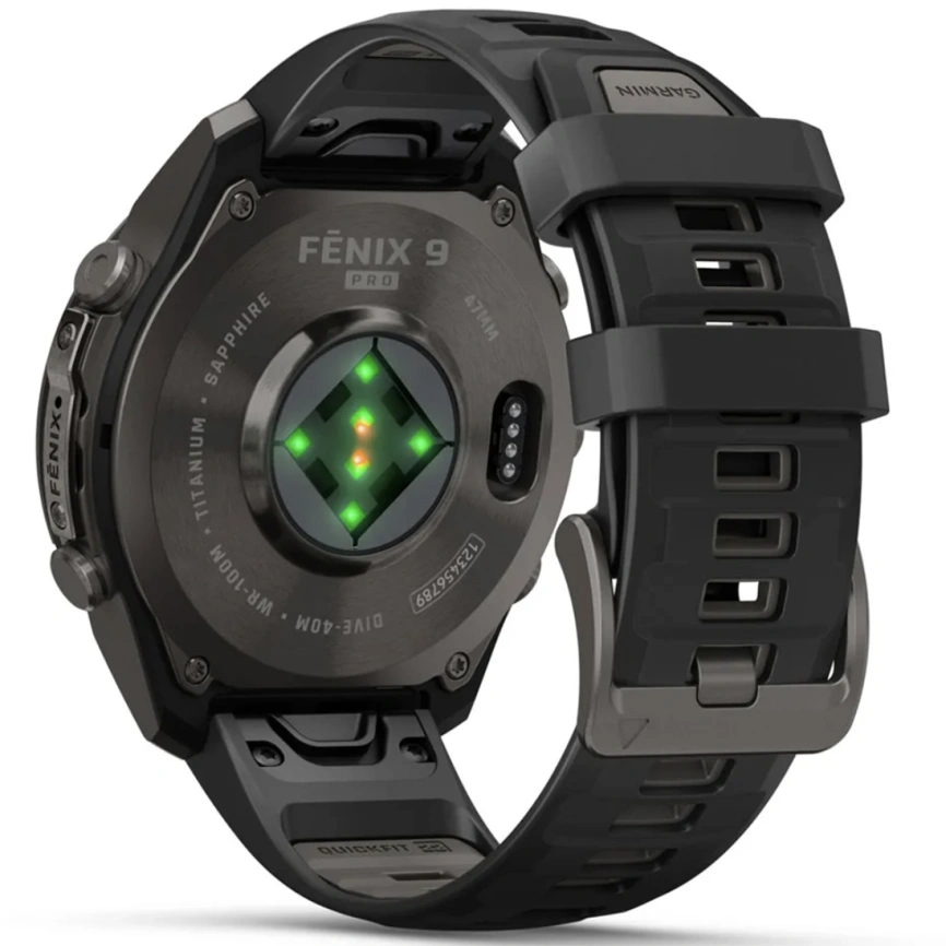Смарт-часы Garmin Fenix 9 Pro 47mm Amoled (010-04336-16) Carbon Gray DLC Titanium with Black/Pebble Gray Silicone Band фото 2