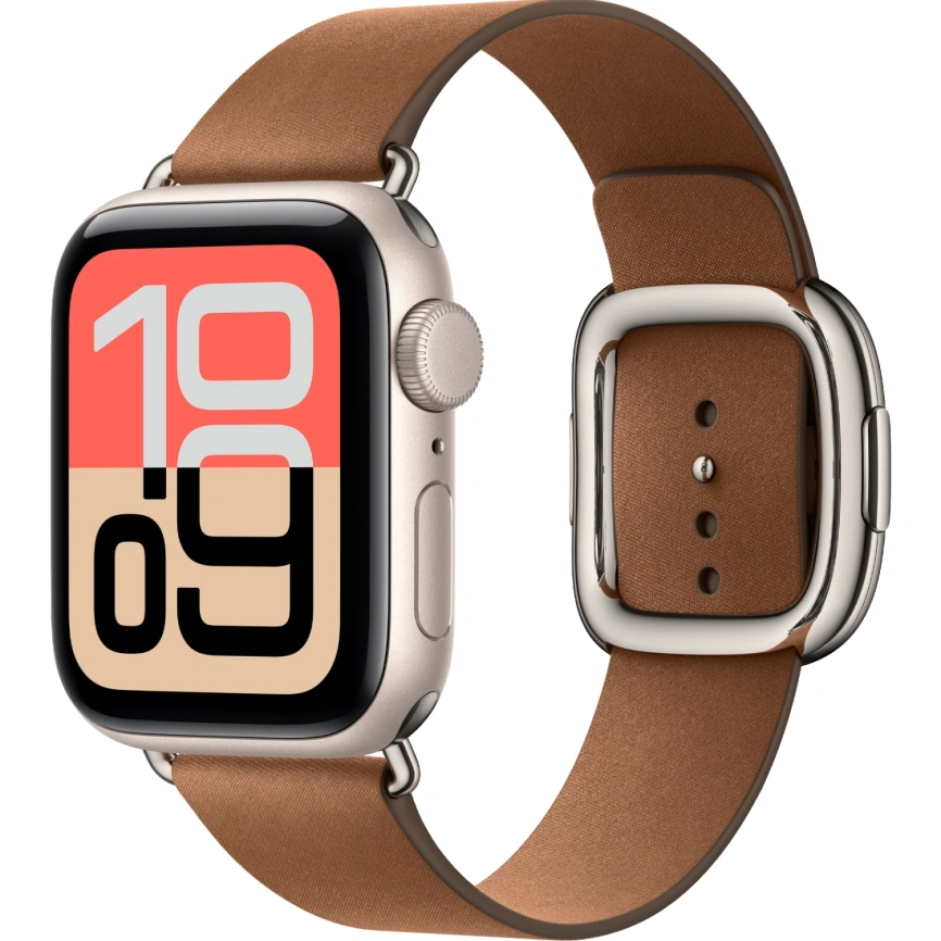 Смарт-часы Apple Watch SE (2025) 44mm Starlight Aluminum Case with Caramel Modern Buckle M фото 1
