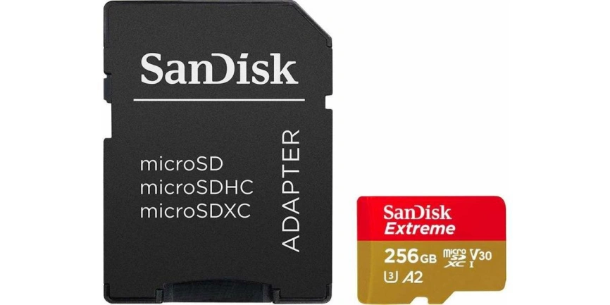Карта памяти Sandisk Extreme 256GB MicroSDXC Class 10/UHS-I/U3/V30/A2/160 Мб/с SDSQXA1-256G-GN6MA фото 1