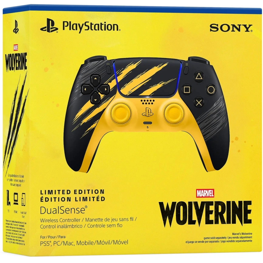 Джойстик беспроводной Sony DualSense для PS5 Marvel's Wolverine Yellow Limited Edition фото 5