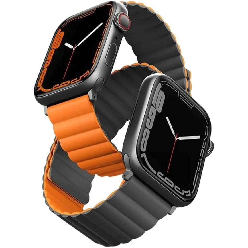Ремешок Uniq Revix reversible Magnetic для Apple Watch 44/45/49 Grey/Orange фото 1