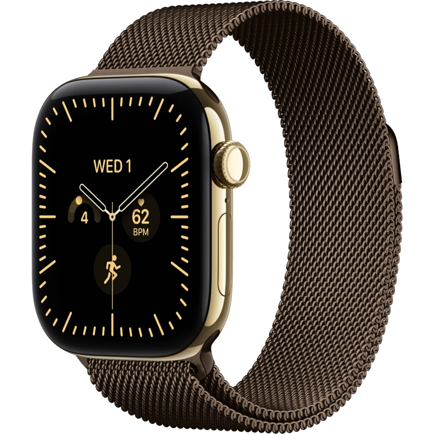 Смарт-часы Apple Watch Series 12 46mm Radiant Gold Titanium Case with Dark Bronze Milanese Loop M/L фото 1
