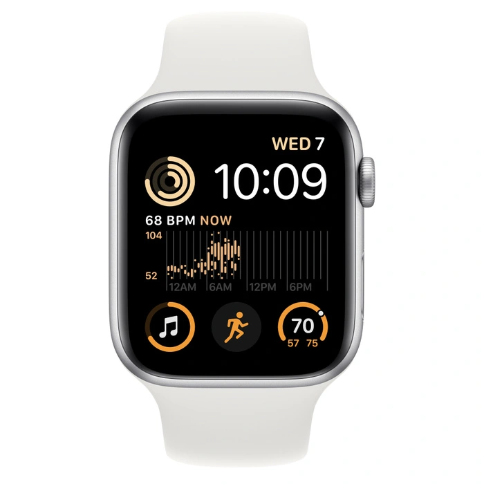 Смарт-часы Apple Watch Series SE GPS 44mm Silver/White Sport Band (MNK23) фото 2