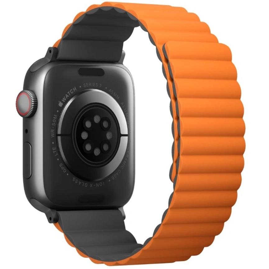 Ремешок Uniq Revix reversible Magnetic для Apple Watch 44/45/49 Grey/Orange фото 6