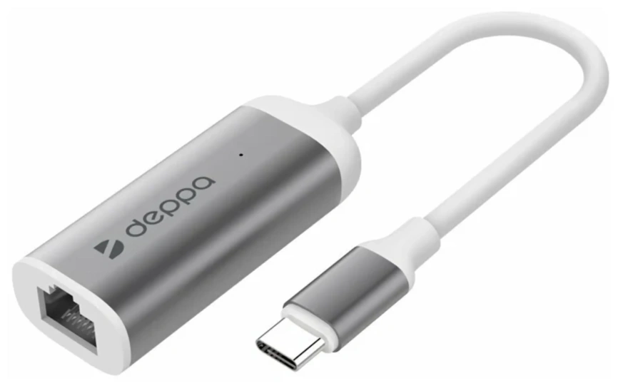 Адаптер Deppa USB Type-C - Gigabit Ethernet (73119) Gray фото 1