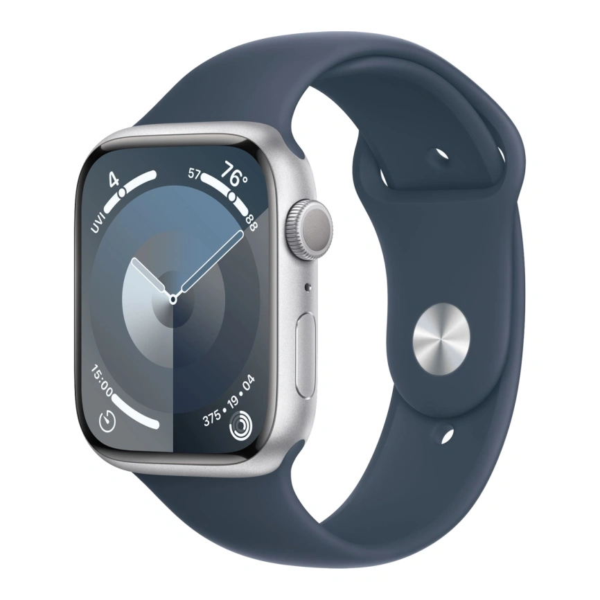 Смарт-часы Apple Watch Series 9 41mm Silver Aluminum Case with Storm Blue Sport Band S/M (MR903) фото 1