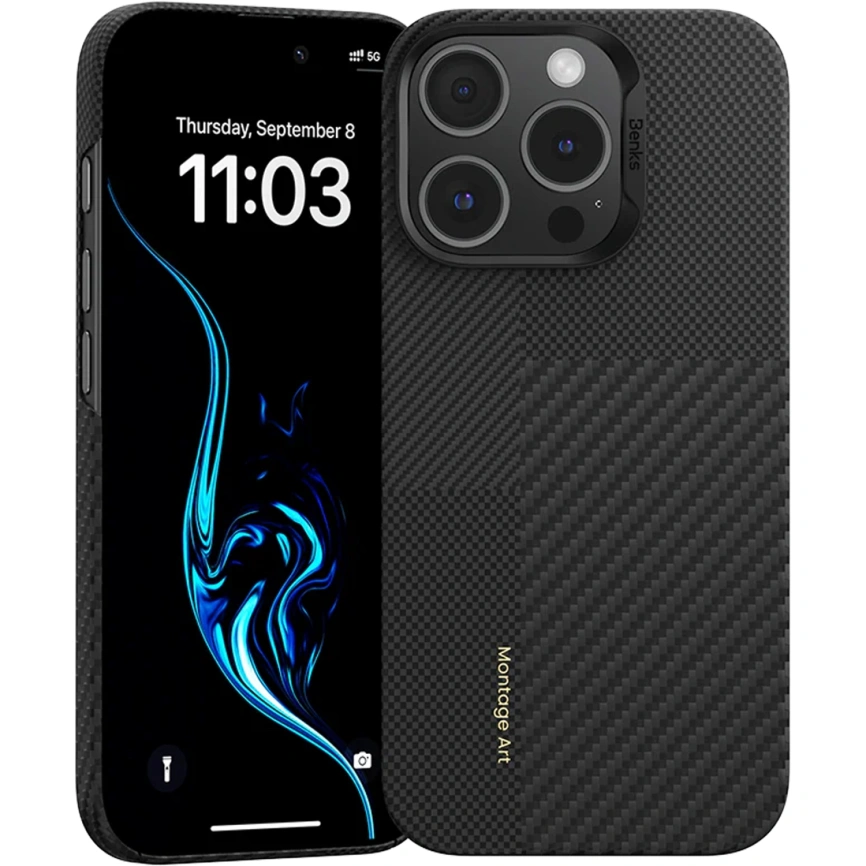 Чехол Benks Montage ArmorPro Case built with Kevlar для iPhone 16 Pro Black фото 2